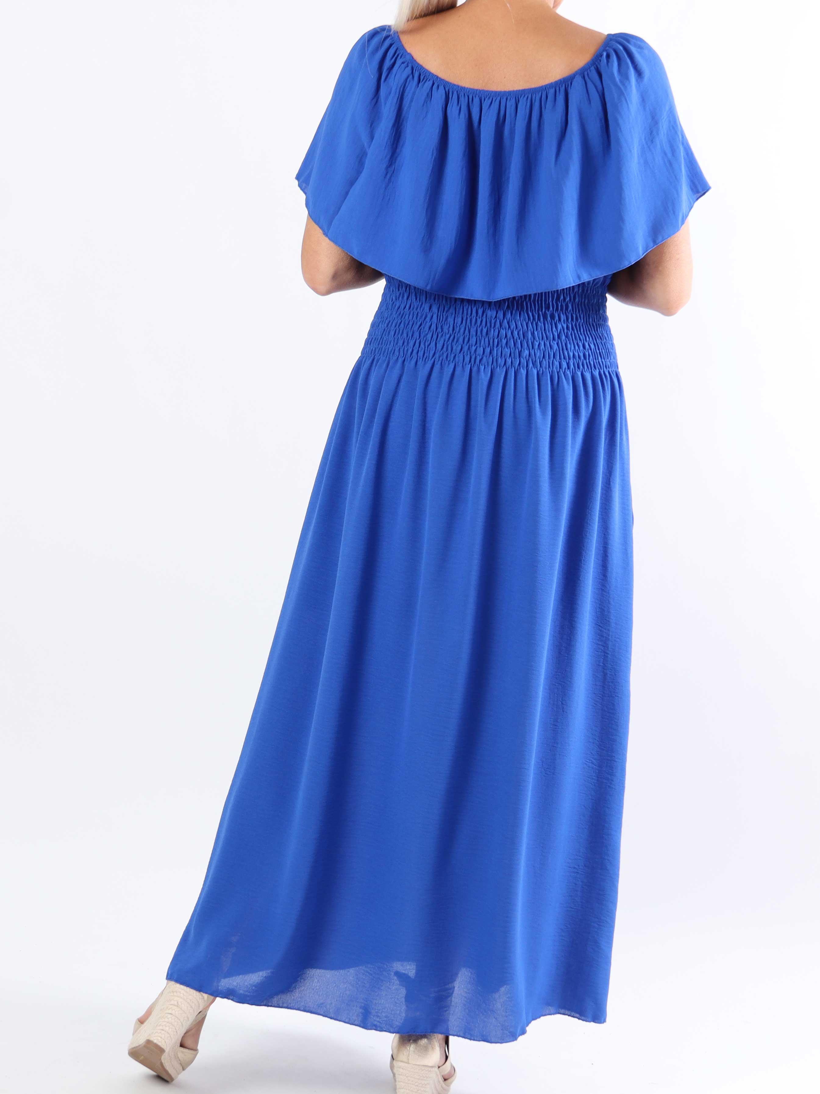 Rachel - Lång plus size-klänning med fickor och volang i nederkanten